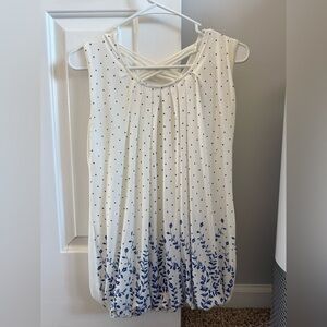 White and Blue Polka Dot Dress